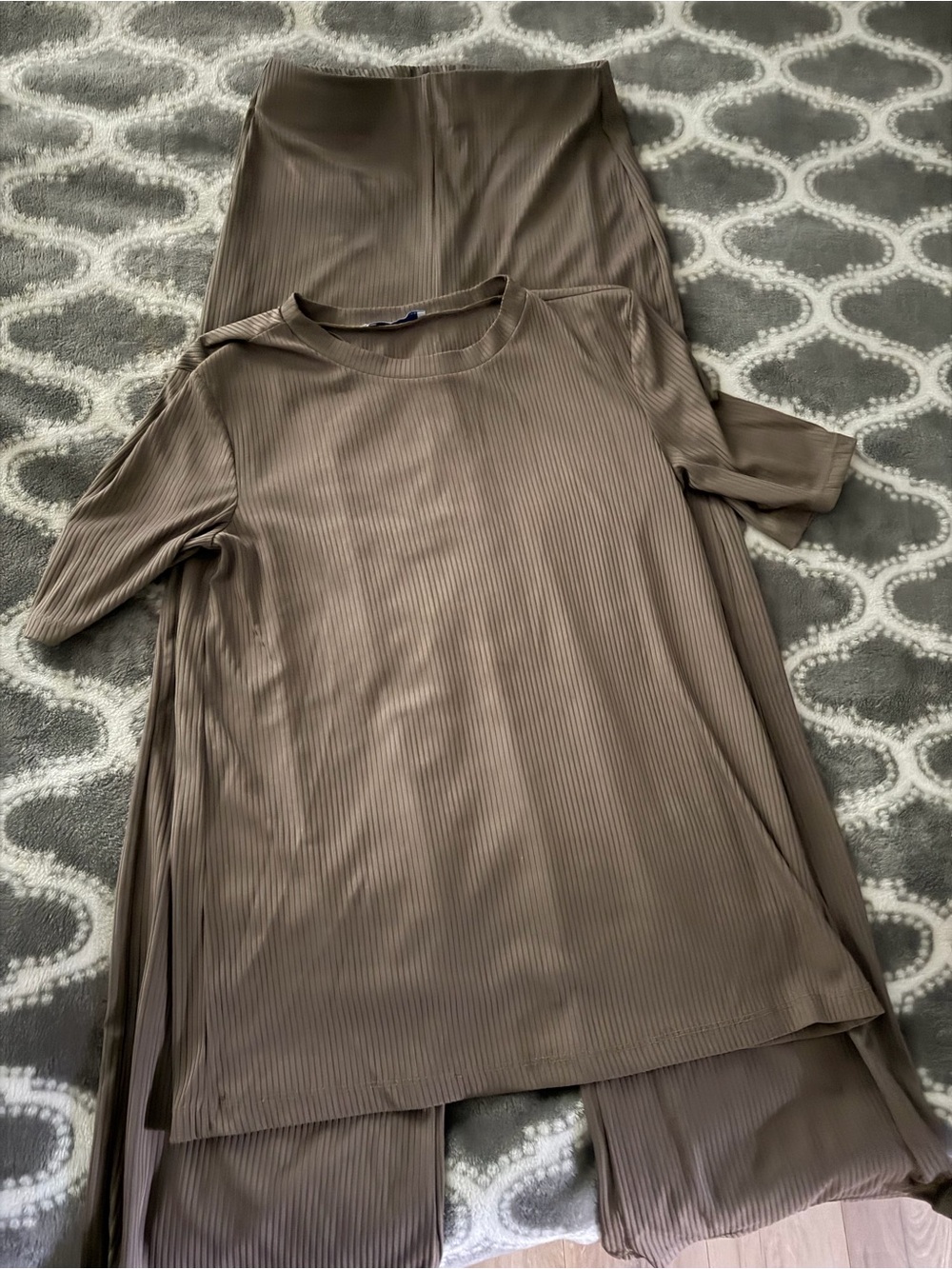 Zara Ribbed Set in Taupe